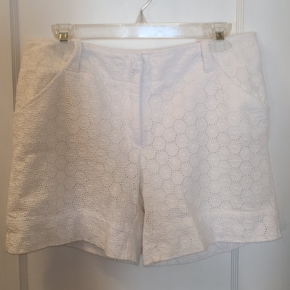 White House Black Market Pants - WHBM White Eyelet Shorts size 10